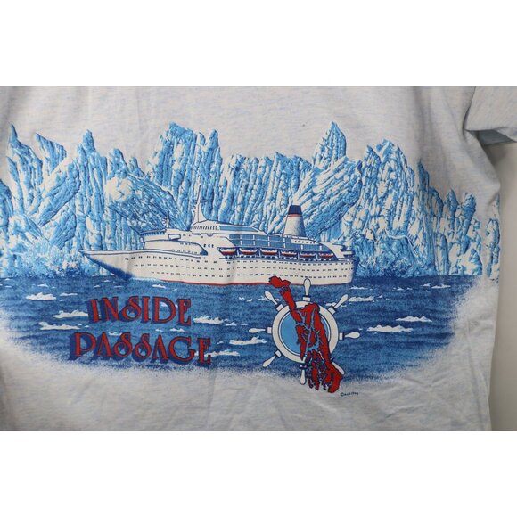 Vintage 90s Streetwear Mens Large All Over Print Alaska Cruise Ship T-Shirt USA - Picture 14 of 16